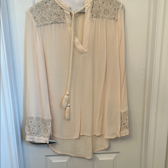 Massimo Cream Tie Front Lace Blouse - Picture 1 of 12
